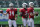 New York Jets quarterbacks Sam Darnold (14), Teddy Bridgewater (5) and Josh McCown (15)