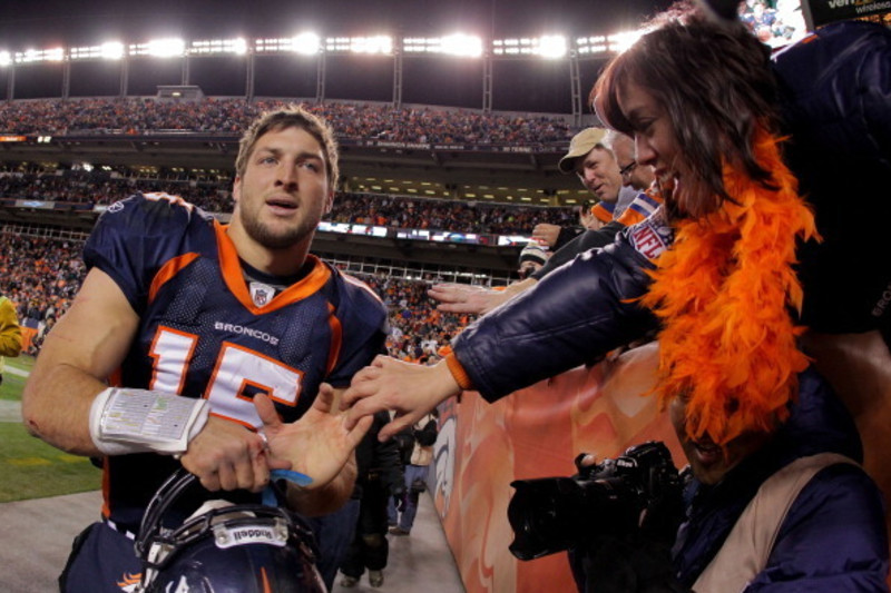 Tim Tebow is playing for the Denver Broncos after a billboard