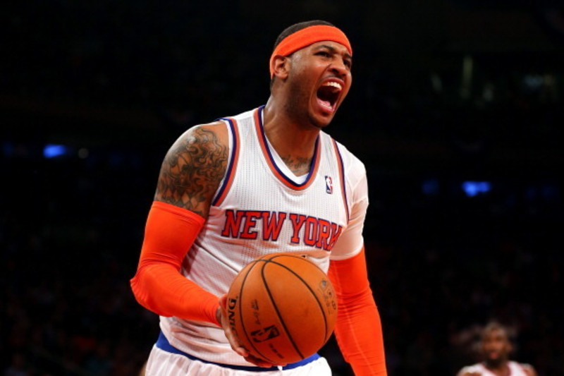 Carmelo Anthony New York Knicks basketball majestic men's black