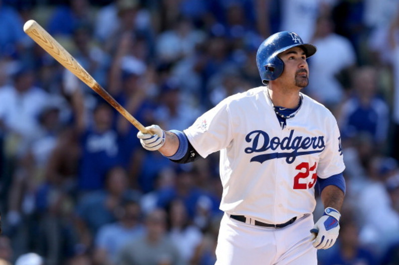 Adrian Gonzalez #23 of the Los Angeles Dodgers during a game