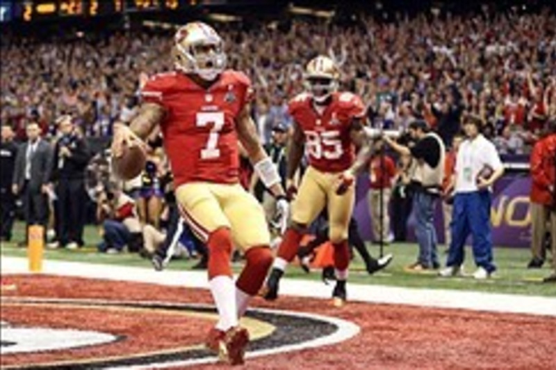 San Francisco 49ers quarterback Colin Kaepernick (7) throws the ball during  the NFL football pre-season game between the San Francisco 49ers and the  New Orleans Saints in New Orleans, Louisiana. The Saints