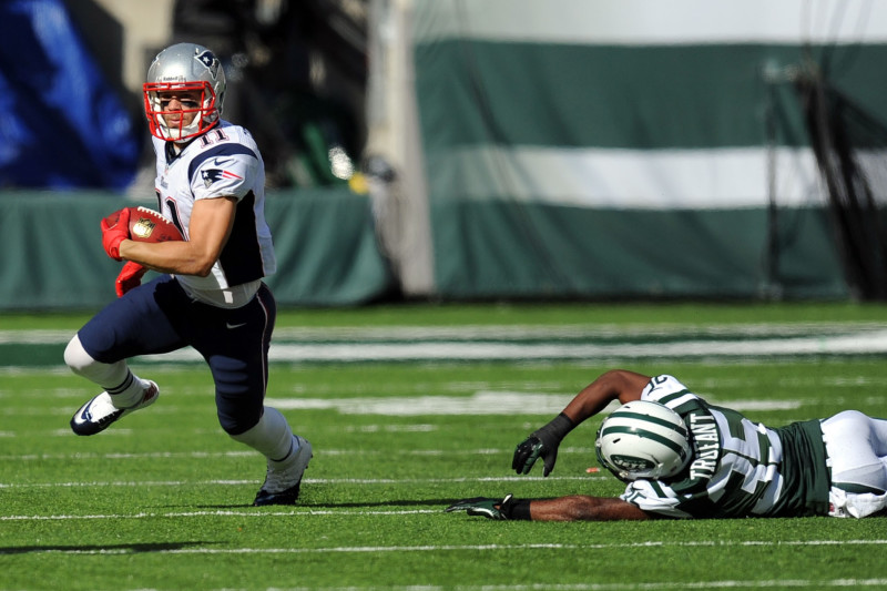 d/New England Patriots wide receiver Julian Edelman (11) warms up prior to  the NFL pre-season football game between the Washington Redskins and the New  England Patriots at Gillette Stadium, in Foxborough, Massachusetts.The