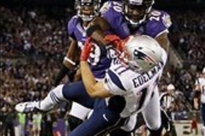 October 20, 2013: New England Patriots wide receiver Julian Edelman (11)  looks on with his helmet off during warm-ups prior to the NFL game between  the New England Patriots and the New