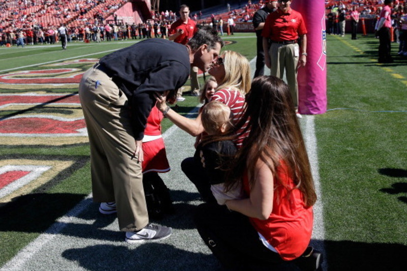 Wife of 49ers Coach Jim Harbaugh slams his $8 pleated pants - Los