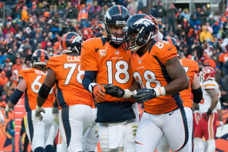 October 15, 2017: Denver Broncos wide receiver Demaryius Thomas (88) during  pre-game warm up of an NFL week 6 matchup between the New York Giants and  the Denver Broncos at Sports Authority