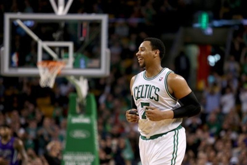 Jared Sullinger of the Boston Celtics stands on the court during a