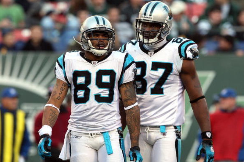 Carolina Panthers wide receiver Steve Smith (89) does a snowman