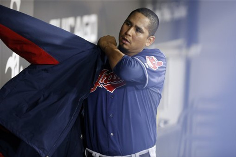 Indians pitcher Carlos Carrasco helps B Kling with weather forecast