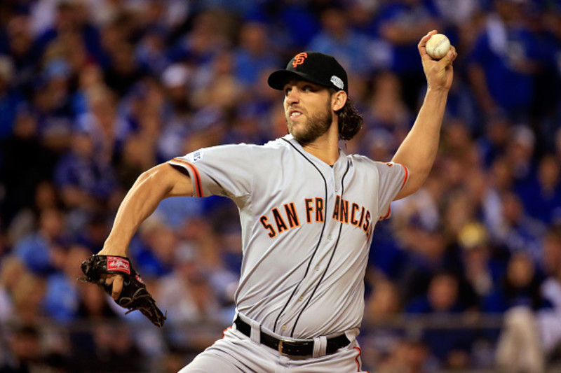San Francisco Giants World Series Auction: 2014 Game-Used World Series Road  Jersey worn by #40 Madison Bumgarner on WS Game 1 vs. Kansas City Royals