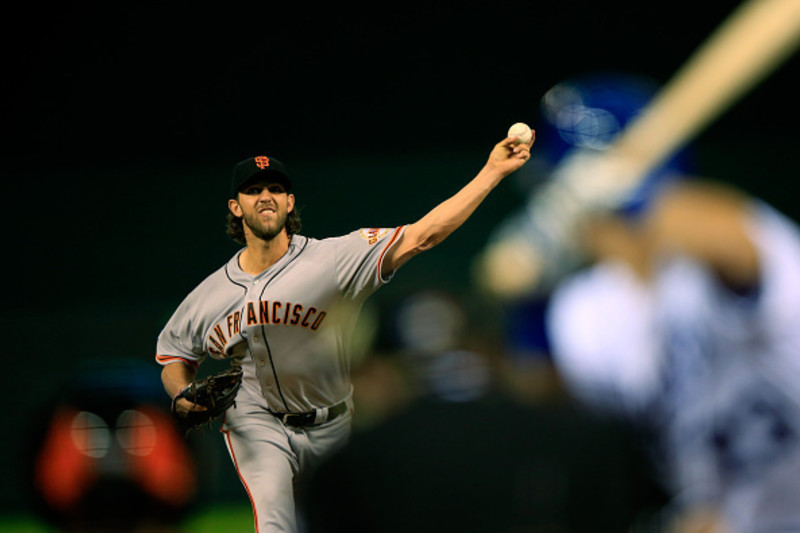 Madison Bumgarner and Buster Posey by Jamie Squire