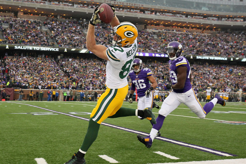 Men's Green Bay Packers #87 Jordy Nelson Green Salute To Service