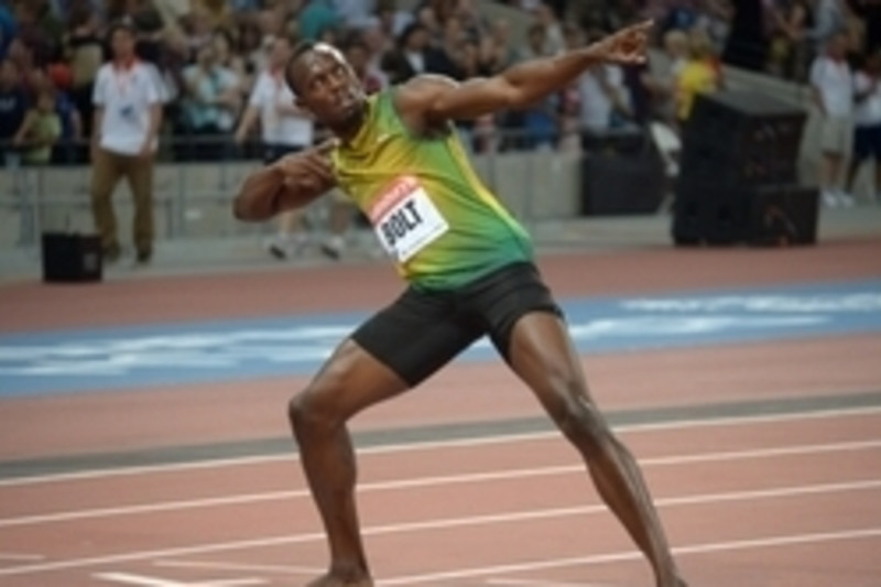 Bolt to trademark victory pose