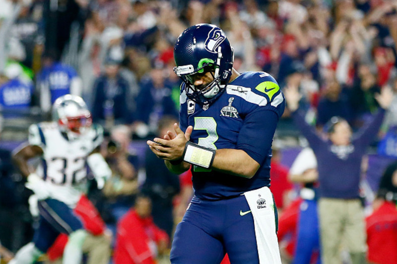 Russell Wilson. New England Patriots win 28-24 over the Seattle Seahawks  during Super Bowl XLIX at University of Phoenix Stadium in Glendale, AA,  USA on on February 1, 2015. Photo by Lionel