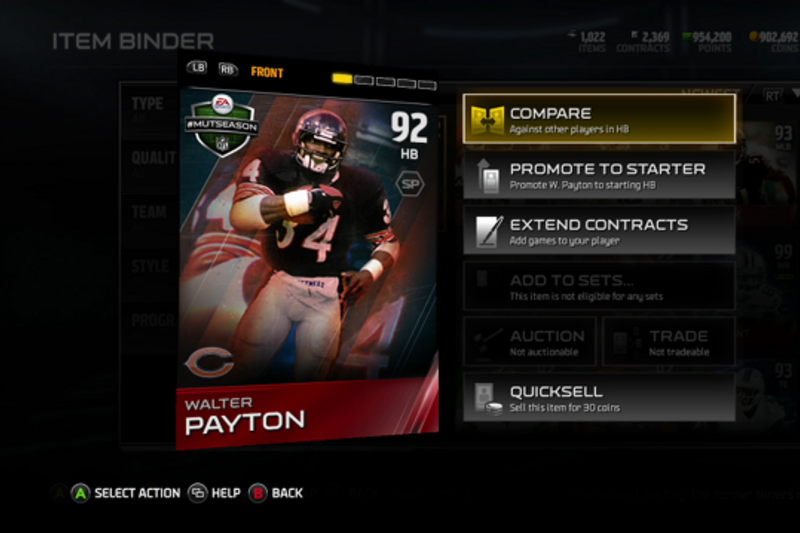 Madden 15: Walter Payton's Community Legend Card Hits Ultimate