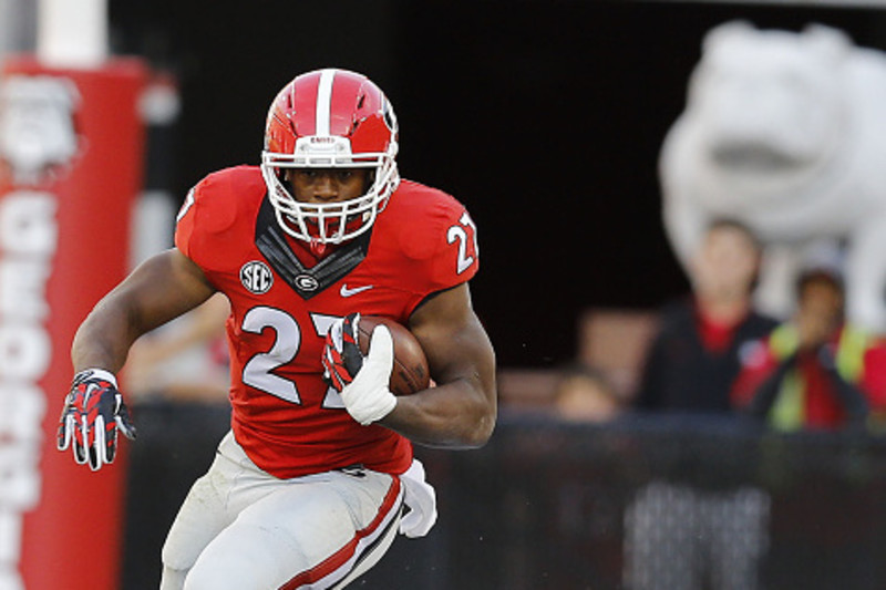 Georgia Bulldogs Nick Chubb #27 (No Name) College Jersey - Red For