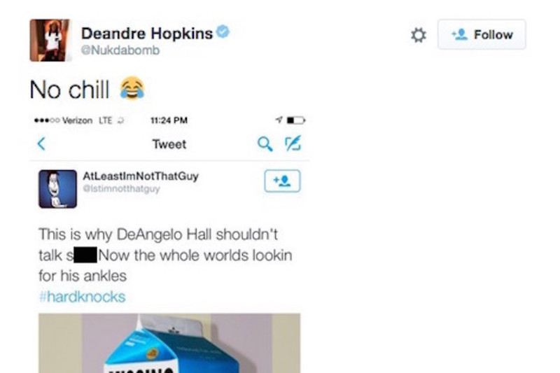 DeAngelo Hall takes spat with Hopkins to Twitter, loses again - NBC Sports