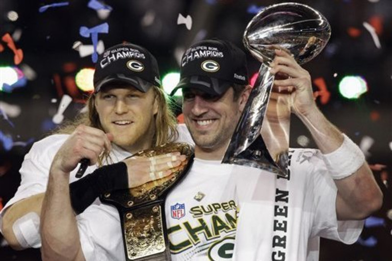 Aaron Rodgers as a Senior at Pleasant Valley High School in Chico,  California, in 2002 and Aaron Rodgers in 2012