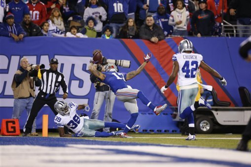 WATCH: Giants' Odell Beckham Jr. makes insane one-handed TD 'catch of the  year' vs. Cowboys 