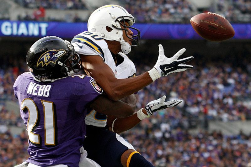 San Diego Chargers wide receiver Malcom Floyd scores on a 52-yard