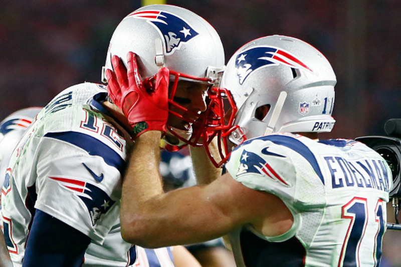 August 9, 2018: New England Patriots wide receiver Julian Edelman (11)  warms up prior to the NFL pre-season football game between the Washington  Redskins and the New England Patriots at Gillette Stadium