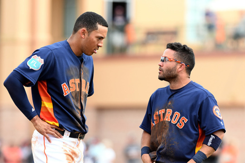 20 MAR 2016: Carlos Correa (1) of the Astros during the spring training  game between the