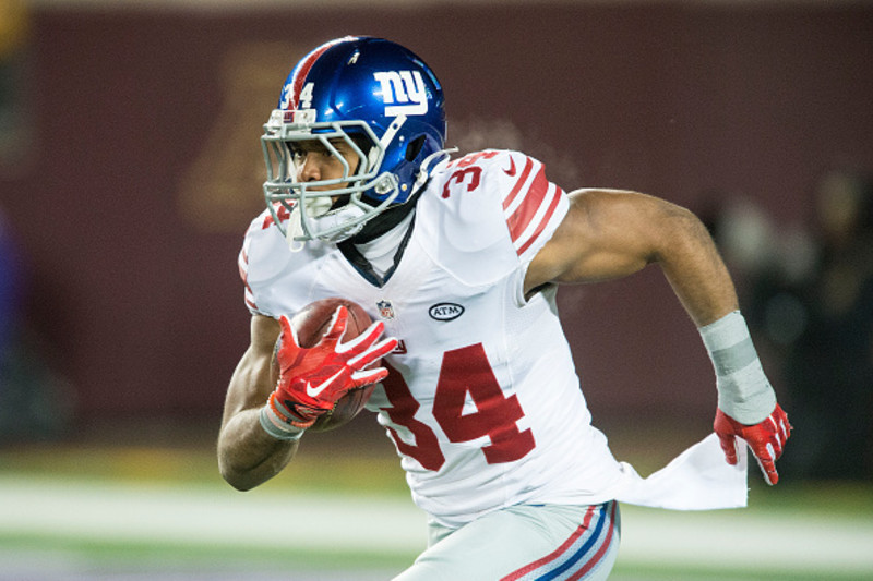 August 29, 2015: New York Giants running back Shane Vereen (34) runs with  the ball during the NFL preseason game between the New York Jets and the New  York Giants at MetLife