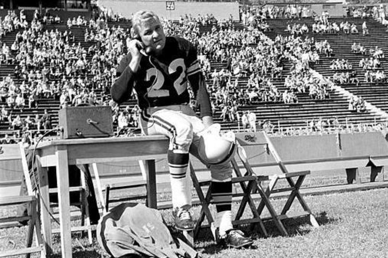 Detroit Lions quarterback Bobby Layne is carried off the field at