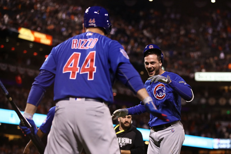 Anthony Rizzo and Kris Bryant by Ezra Shaw