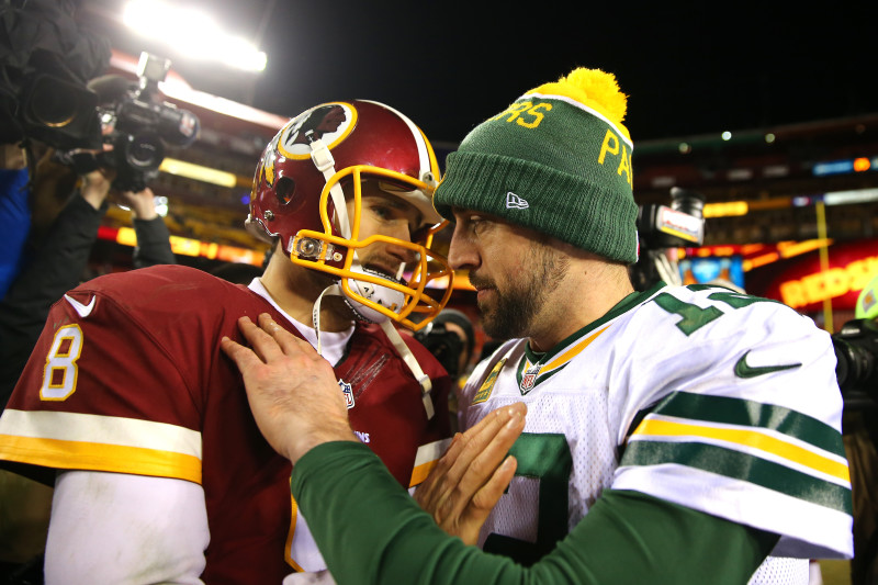 Aaron Rodgers Green Bay Packers Fanatics Authentic Unsigned Throwing vs. Washington Redskins Photograph