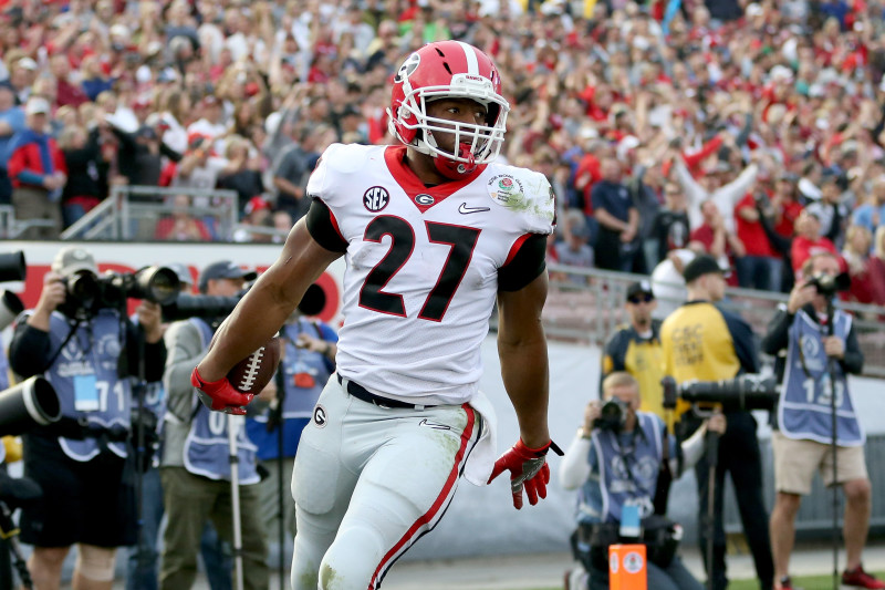 Nick Chubb Georgia Bulldogs #27 NCAA Jersey - Red