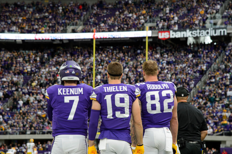 Minnesota Vikings' quarterback Case Keenum after the International Series  NFL match at Twickenham, London Stock Photo - Alamy