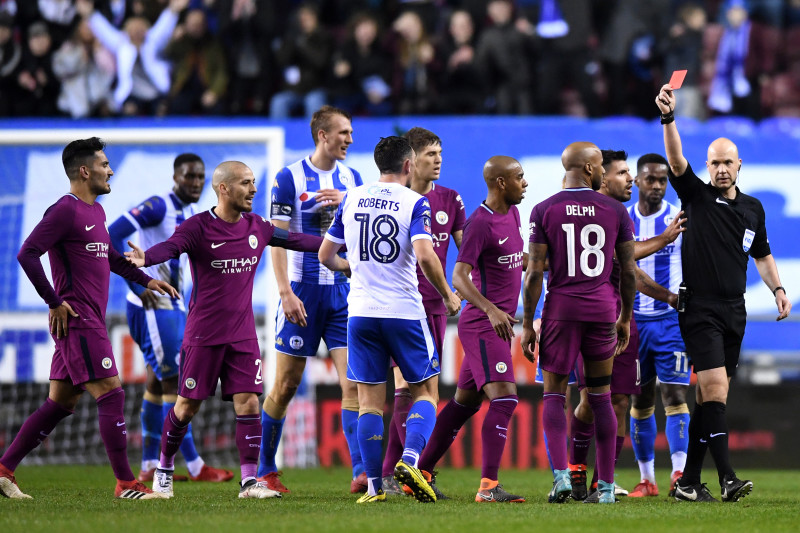 Man city v wigan red outlet card