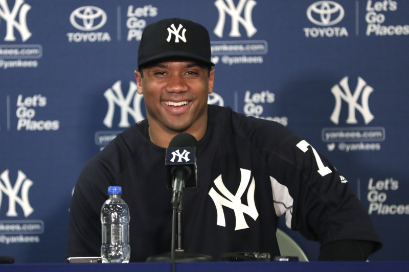 Russell Wilson strikes out in spring debut with Yankees