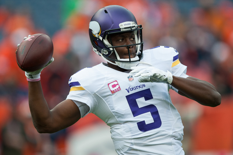 Minnesota Vikings' Teddy Bridgewater warms up before an NFL