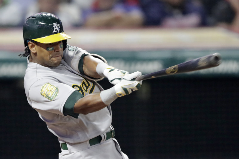 Khris Davis' fly ball hits roof in Houston, oddly caught for out – NBC  Sports Bay Area & California