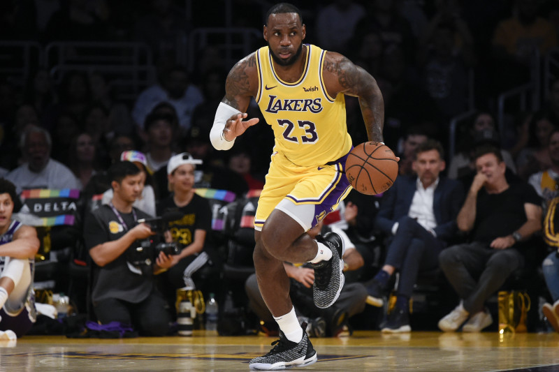 Los Angeles Lakers forward LeBron James (23) in his Nike Lebron shoes in  the second half