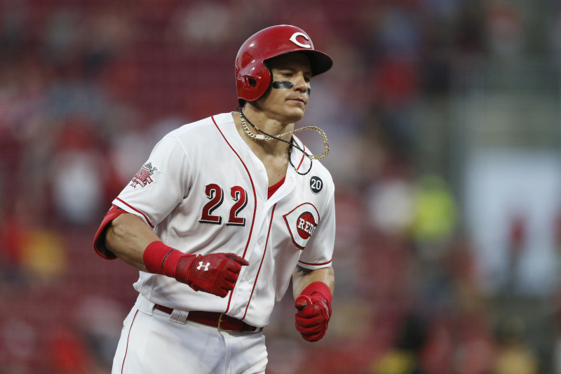 Derek Dietrich -- Game-Used 1939 Throwback Jersey (Starting 2B) -- Indians  vs. Reds on July 6, 2019 -- Jersey Size: 44