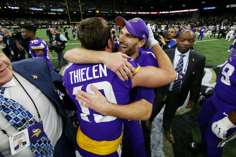 Kirk Cousins With The New Chain After Win Against Saints, Minnesota  Vikings, Kirk Cousins, New Orleans Saints, Minnesota