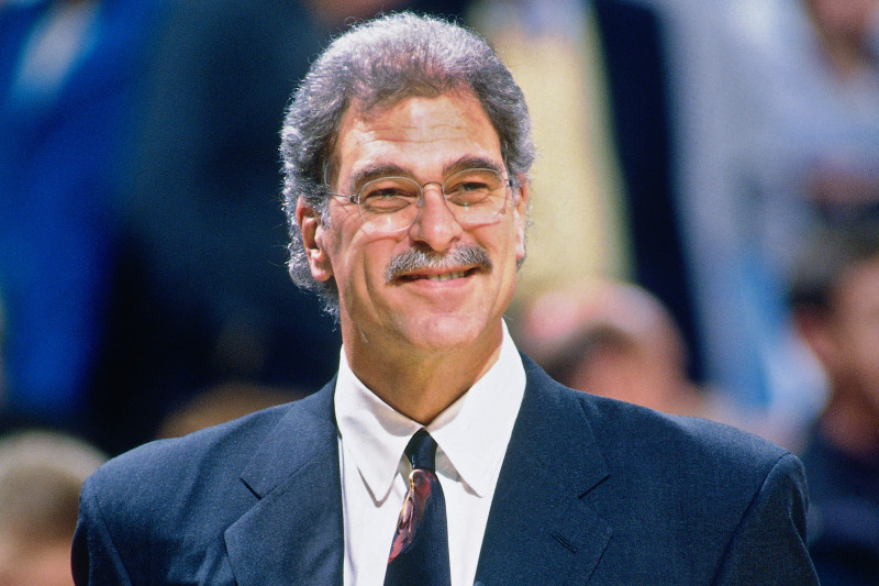 MILWAUKEE, WI - DECEMBER 3: Head Coach Phil Jackson of the Chicago Bulls looks on during the game against the Milwaukee Bucks on December 3, 1996 at the Bradley Center in Milwaukee, Wisconsin. NOTE TO USER: User expressly acknowledges and agrees that, by 