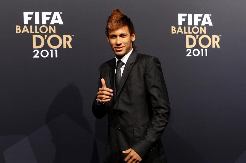ZURICH, SWITZERLAND - JANUARY 09:  Neymar of Santos during the red carpet arrivals for the FIFA Ballon d'Or Gala 2011 on January 9, 2012 in Zurich, Switzerland.  (Photo by Scott Heavey/Getty Images)