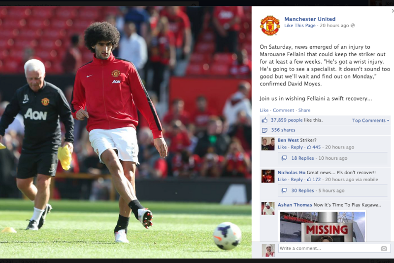 Manchester United Fans Mock Marouane Fellaini As Club Post Get Well Message Bleacher Report Latest News Videos And Highlights