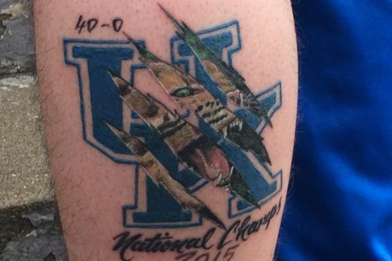 Kentucky Fan Gets &#39;40-0&#39; 2015 NCAA Championship Tattoo | Bleacher Report |  Latest News, Videos and Highlights