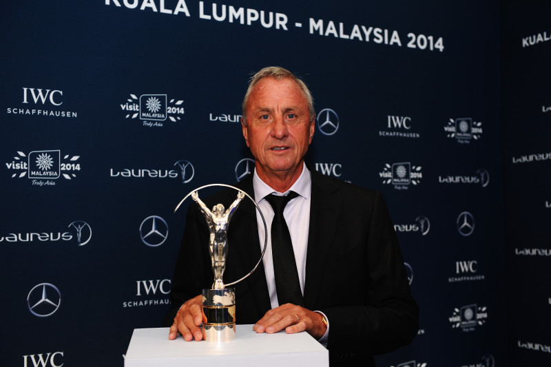 KUALA LUMPUR, MALAYSIA - MARCH 26:  Johan Cruyff attends the 2014 Laureus World Sports Awards at the Istana Budaya Theatre on March 26, 2014 in Kuala Lumpur, Malaysia.  (Photo by Mike Hewitt/Getty Images for Laureus)