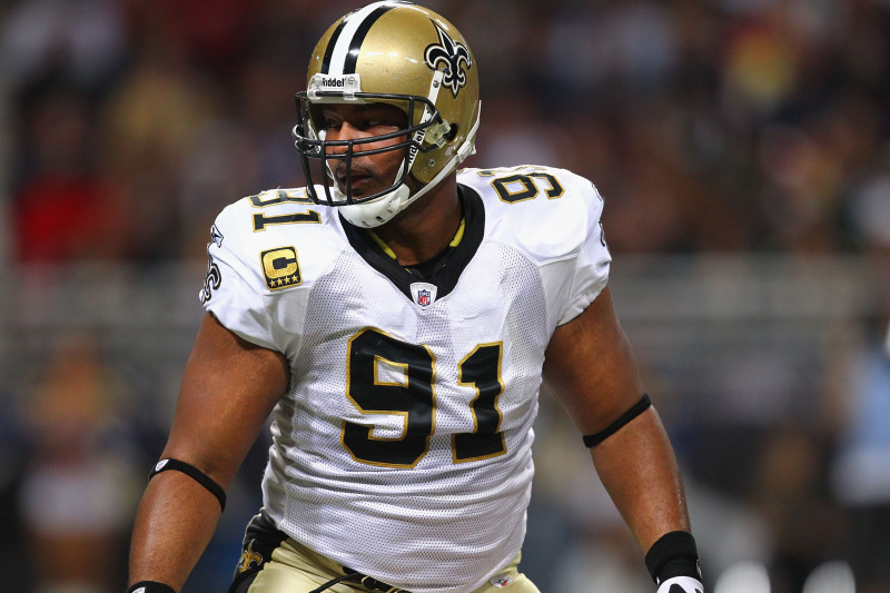 ST. LOUIS, MO - OCTOBER 30: Will Smith #91 of the New Orleans Saints looks on against the St. Louis Rams at the Edward Jones Dome on October 30, 2011 in St. Louis, Missouri.  The St. Louis won 31-21.  (Photo by Dilip Vishwanat/Getty Images)