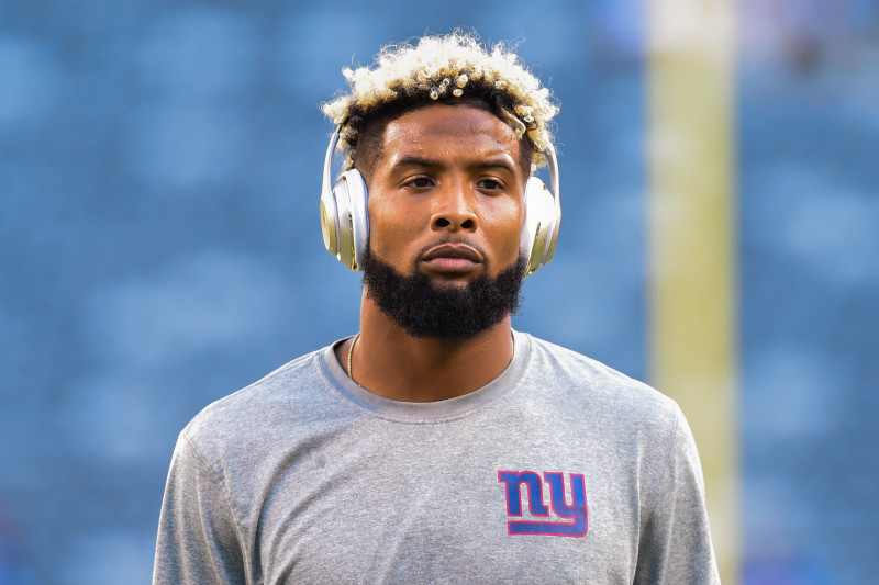 EAST RUTHERFORD, NJ - AUGUST 27:  Odell Beckham #13 of the New York Giants looks on prior to a preseason game against the New York Jets at MetLife Stadium on August 27, 2016 in East Rutherford, New Jersey.  The Giants defeated the Jets 21-20.  (Photo by Rich Barnes/Getty Images)