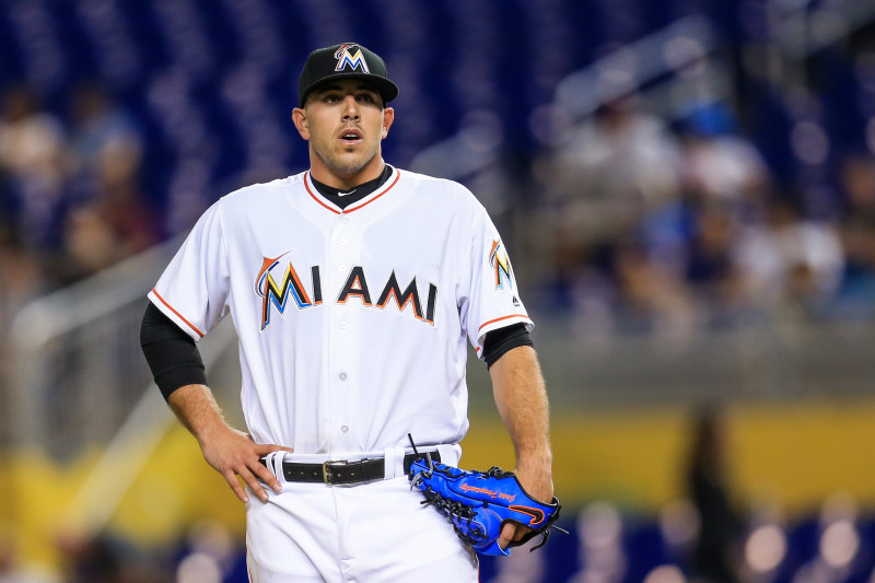 MIAMI, FL - MAY 04: Jose Fernandez #16 of the Miami Marlins looks on during the game against the Arizona Diamondbacks at Marlins Park on May 4, 2016 in Miami, Florida. (Photo by Rob Foldy/Getty Images